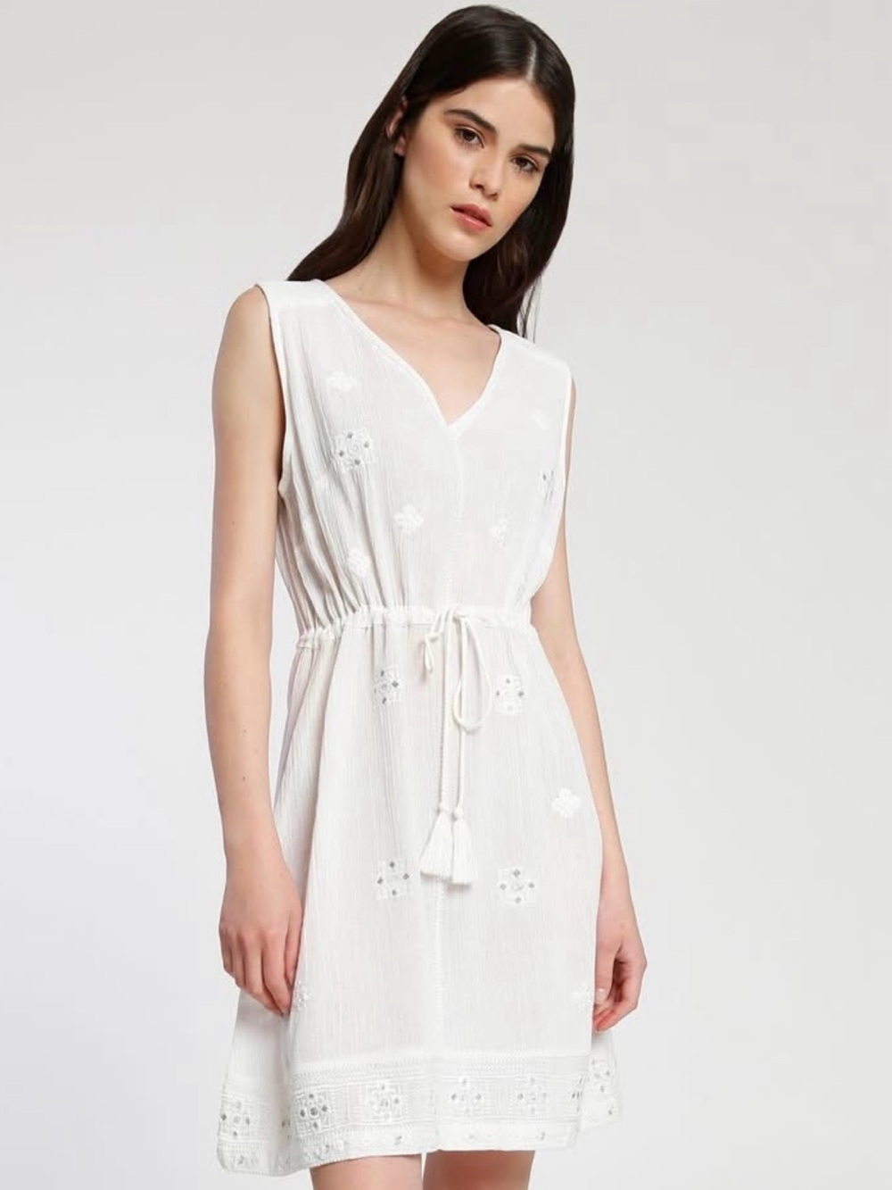 Romeo & Juliet Couture Swimwear Embroidery/Beads 100% Cotton White Cover Up